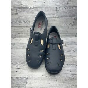 SAS Journey Leather Shoes Womens‎ Size 10 Black Tripad Comfort Cut Out Strap USA
